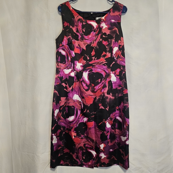 Kasper Dresses & Skirts - Kasper Pink and Black Floral Midi Dress Women's 14
